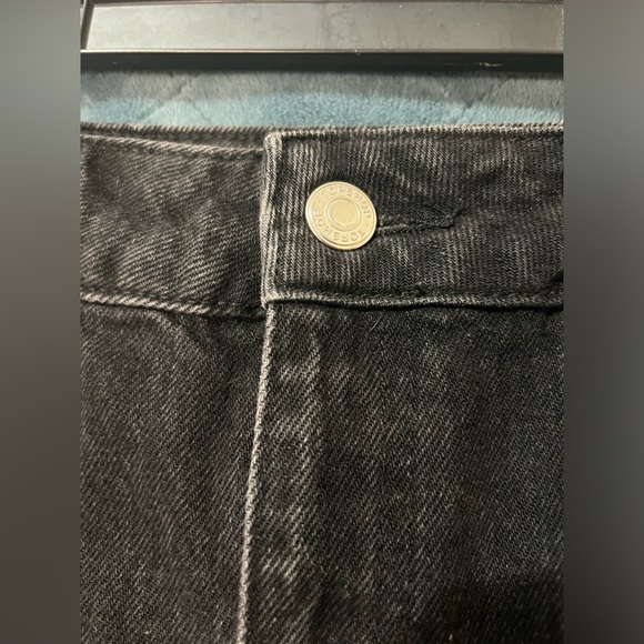 Women's Topshop Moto Black Denim Jean Mini Skirt Retro 90's Vibes - Picture 4 of 7
